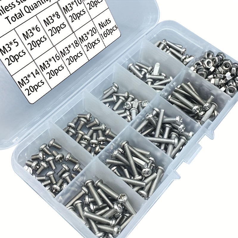 340pcs M3 Stainless Steel Phil - Nuts Mix 评论和价格