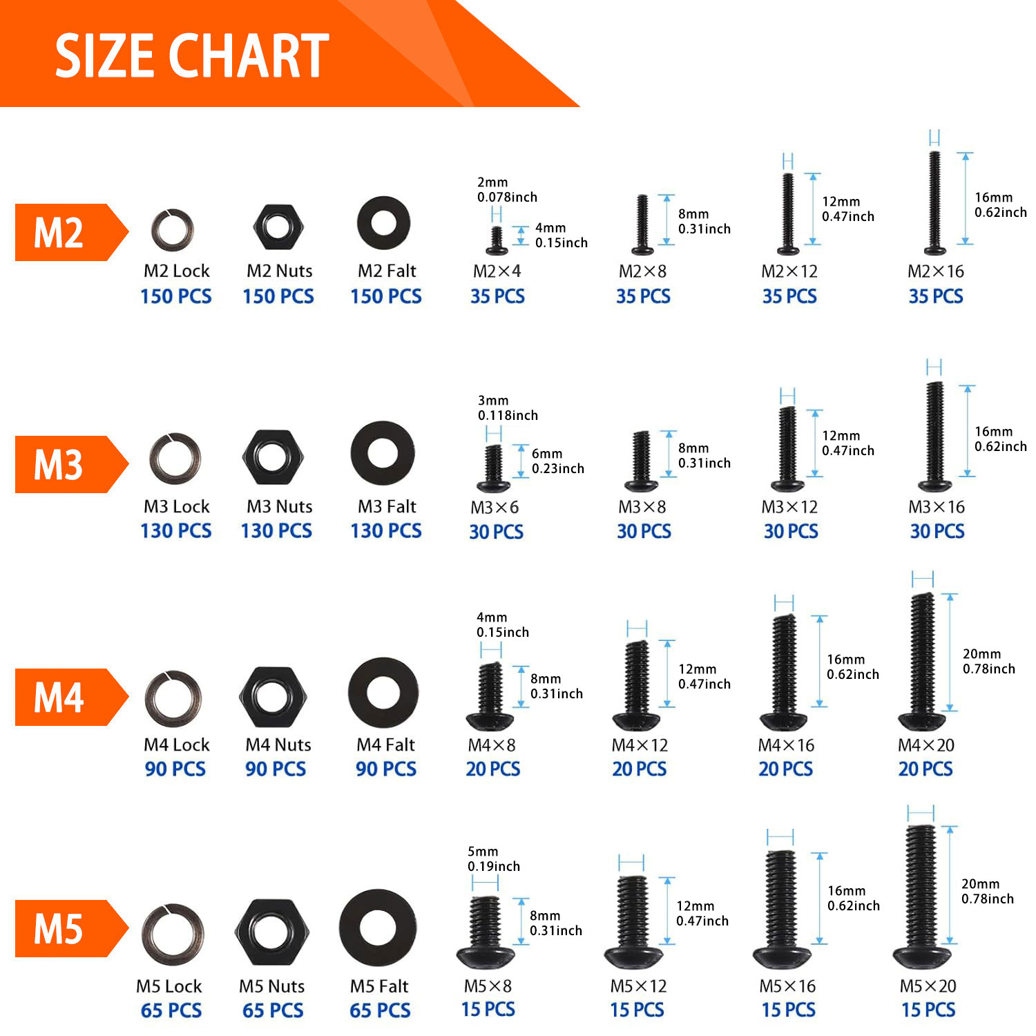 1705PCS Hex Button Head Screw  - Nuts Mix 评论和价格
